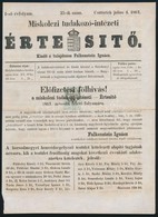 1861 Miskloczi Tudakozó-intézeti értesítő Száma Előfizetési Fölhívással, Rajta 1kr Hirdetmény Bélyeggel - Non Classés