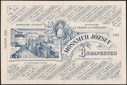 1909 Budapest, Mössmer József Asztalnemű, Vászon- és Fehérnemű, Menyasszonyi Kelengyék üzletének Dekoratív Fejléces Szám - Sin Clasificación