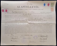 1935 Tolna Alapítványi Hozzájárulásról Rendelkező Alapító Levél 6 Db Okmánybélyeggel 42x35 Cm - Zonder Classificatie