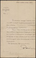 1896 Darányi Ignác Földművelésügyi Miniszter által Aláírt Gratuláló Levél Az Ezredéves Kiállításon Részt Vett Marhatenyé - Non Classés