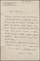 Hilscher Rezső (1890-1957): Jogász, Szociálpolitikus Saját Kézzel írt Levele Egy Református Lelkésznek Az Országos Szoci - Zonder Classificatie