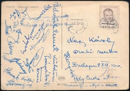 1951 Az Aranycsapat Tagjai által Aláírt és Hazaküldött Képeslap Prágából / Autograph Signed Postcard Of The Hungarian Go - Autres & Non Classés