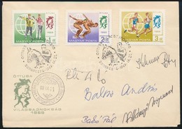 1969 Öttusa VB FDC Balczó András, Kelemen Péter, Bakó Pál, Péter László Aláírásaival / Pentathlon Champions Autograph Si - Andere & Zonder Classificatie