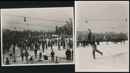 1935 Budapest, Rotter Baby és Szollás László Műkorcsolya-világbajnok Páros Korcsolyázik A Városligeti Pályán, 2 Db Fotó, - Sonstige & Ohne Zuordnung