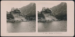 Cca 1900 Tátra, A Halastavi Turistaház, Neue Photographische Gesellschaft Sztereofotó, 9×18 Cm /
Cca 1900 Tatra Mountain - Autres & Non Classés