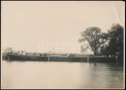 Cca 1930 MFTR 633-as Uszály Az óbudai Hajógyári Duna-ágon, Nagyméretű Fotó, Hátulján Feliratozva, Pecséttel Jelzett - Autres & Non Classés