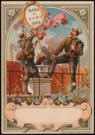 1894 Boldog Új Évet 1894. Bp., Ullmann József-ny., Litografált Kéményseprő Témájú Illusztrációval, A Hátoldalán Magyar é - Advertising