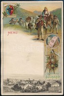 Cca 1900 Chocolat Suchard, Kitöltetlen Menükártya, Színes Litográfia, Bukovinai Motívummal /
Cca 1900 Chocolat Suchard B - Reclame