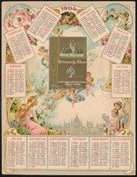 1904 Litografált, Reklámos Kártyanaptár. Vörösmarty Album Reklámmal Postán Elküldve / Litho Calendar 13x18 Cm - Werbung