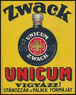 Zwack Unicum Címke, Hátulján Feliratozva, 14,5×12 Cm - Publicidad