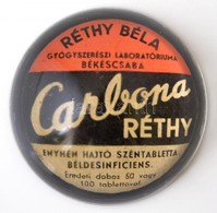 Carbona Réthy, Réthy Béla Gyógyszerész Békéscsaba, Reklámos üveg Papírnehezék, Apró Kopásokkal, D: 6 Cm - Reclame