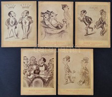 Cca 1880-1900 Bécs, Gúnyrajzok Fotómásolatai, Marie Clairville Műterméből, 5 Db, 16×12 Cm / Caricatures Of Jews, 5 Photo - Andere & Zonder Classificatie