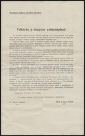 1915 Országos Magyar Izraelita Közalap. Felhívás A Magyar Zsidósághoz. Szabolcsi Miksa Síremlékének Felállítására Vonatk - Sonstige & Ohne Zuordnung