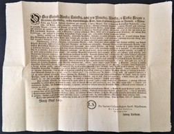 1768 Általános Amnesztiát Kihirdető Rendelet Cseh Nyelven / General Amnesty Order In Czech  Language 48x40 Cm - Non Classés