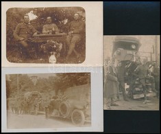 1914-18 3 Db Első Világháborús Fénykép Egy Gépkocsis Század Katonáiról / WW, I, Soldiers Of An Automobile Unit Kraftwage - Zonder Classificatie