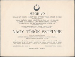 1926 Bp., Meghívó Nagy Török Estélyre, Borítékkal - Ohne Zuordnung