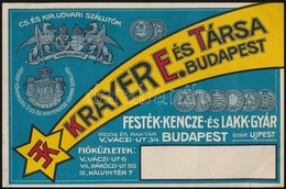 Cca 1910 Krayer E. és Társa. Festék-, Kencze- és Lakk-gyár. Színes Kisplakát, Nagyon Szép állapotban. 23x15 Cm - Sonstige & Ohne Zuordnung