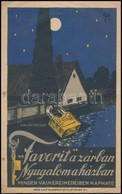 Cca 1930-1940  'Favorit A Zárban / Nyugalom A Házban', Villamosplakát, Weiss L. és F. Budapest, Kissé Foltos, 23×14,5 Cm - Other & Unclassified