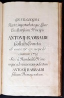A Collalto-Rambaldi Család Genealógiája. Genealogia Rectae, Imperturbataeque Lineae Excellentissimi Principis Antonii-Ra - Unclassified