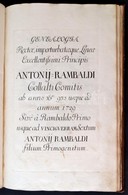 A Collalto-Rambaldi Család Genealógiája. Genealogia Rectae, Imperturbataeque Lineae Excellentissimi Principis Antonii-Ra - Sin Clasificación