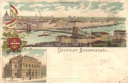 * T3 1896 (Vorläufer!) Budapest, Operaház. Címer és Zászló, Lesk U. Schwidernoch Floral, Litho (r) - Sin Clasificación