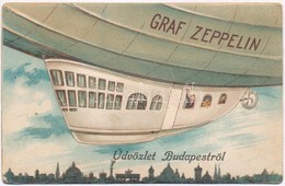 T2/T3 Budapest. Graf Zeppelin Léghajós Leporellolap (kis Szakadás / Small Tear) - Sin Clasificación