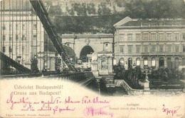 T2/T3 1898 Budapest I. Alagút A Várhegy Alatt A Lánchídról Nézve (ritka Felvétel!), Takarékpénztár, Zaillner Gyula Kávéh - Non Classés