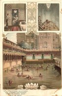 * T3 1914 Budapest II. Szent Lukács Fürdő, Iszapfürdő, Belső. Art Nouveau Litho (vágott / Cut) - Non Classés