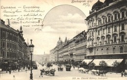 T1/T2 1901 Budapest XIII. Lipót Körút, Café Vígszínház Kávéház, Sturm József Pilseni Sörcsarnoka, Gyógyszertár, Villamos - Non Classés