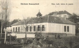 T2 1925 Domoszló, Római Katolikus Iskola és Paplak, Száradó Lepedők A Hídon - Non Classés