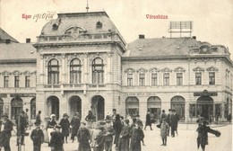 T2/T3 1910 Eger, Városháza, Gyógyszertár, Lázár Jónás és Társai üzlete - Non Classés