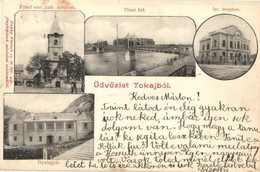 T2/T3 1902 Tokaj, Gyufagyár, Izraelita Templom, Zsinagóga, Fő Téri Római Katolikus Templom, Tiszai Híd. Dunky Fivérek Ki - Ohne Zuordnung