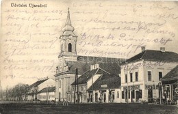 T2/T3 1915 Arad, Újarad, Aradul Nou; Utcakép, Hackel Gyula üzlete, Templom / Street View With Shop, Church (EK) - Non Classés