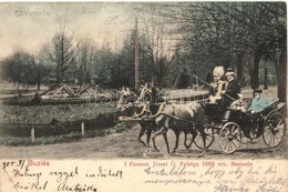 T2/T3 1905 Buziás, I. Ferenc József Őfelsége 1899-ben A Hintójában. Montázslap / Franz Joseph In Chariot. Montage (kis S - Unclassified