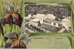 T2/T3 Herkulesfürdő, Baile Herculane; Gyógyterem, Virágos Litho Keret. Kecskeméti Sándor Kiadása / Spa. Flowers, Art Nou - Ohne Zuordnung