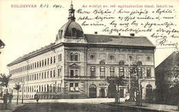 T2 1912 Kolozsvár, Cluj; Erdélyi Református Egyházkerület Theologia Fakultása, Fodor Antal Fodrász Terme és üzlete / The - Non Classés