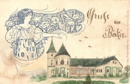 * T2/T3 ~1900 Marosberkes, Birkis, Birchis; Mocsónyi-kastély. Kézzel Festett Művészlap / Castle. Hand Painted Art Postca - Ohne Zuordnung