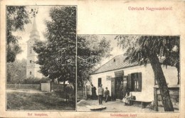 T2/T3 1908 Nagyszántó, Santaul Mare; Református Templom, Fogyasztási és értékesítő Szövetkezeti üzlet és Kiadása / Churc - Ohne Zuordnung