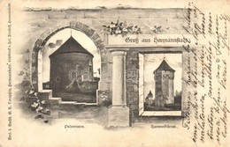 T3 1904 Nagyszeben, Hermannstadt, Sibiu; Várostornyok / Pulverturm, Hartenekctürme / Castle Towers. Art Nouveau, Floral. - Non Classés