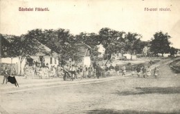 T2/T3 Temesfüves, Fibis; Fő Utca Falubeliekkel, Kerékpáros. Ernyei Mór Kiadása / Main Street With Villagers And One Man  - Ohne Zuordnung