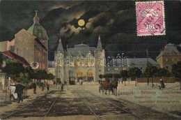 T2 1913 Temesvár, Timisoara; Józsefváros, Belváros, Indóház, Vasútállomás, Este / Josefstädter Bahnhof / Iosefin Railway - Ohne Zuordnung