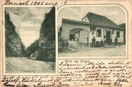 T2/T3 1905 Zernest, Zernyest, Zarnesti; Robert Binder üzlete és Kiadása, Propaste Hasadék / Shop, Gorge (EK) - Ohne Zuordnung