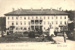 ** T2/T3 Bártfa-fürdő, Bardejovské Kúpele, Bardiov; Deák Szálloda, Erzsébet Szobor. Eschwig Ede Kiadása / Hotel, Statue  - Non Classificati