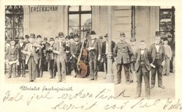 * T3 1902 Érsekújvár, Nové Zámky; Vasútállomás, Cigány Vonós Zenekar, Kiadja Klökner Péter / Railway Station With Gypsy  - Ohne Zuordnung