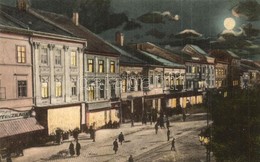 * T2 1913 Kassa, Kosice; Fő Utca Este, Grünwald és Szakmáry és Zilahy üzlete / Main Street At Night, Shops - Non Classés