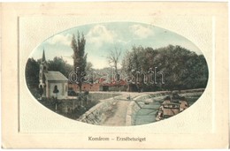 T2/T3 1911 Komárom, Komárnó; Erzsébet Sziget, Kápolna, Uszály / Alzbetínsky Ostrov, Chapel,  Barge (EK) - Non Classés