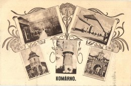 ** T2/T3 1936 Komárom, Komárnó; Víztorony, Kőszűz, Laktanya Kapuja / Water Tower, Castle Monument, Military Barrack. Art - Ohne Zuordnung