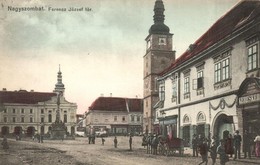 T2 1911 Nagyszombat, Tyrnau, Trnava; Ferenc József Tér, Posztó, Vászon és Divatáru Kereskedés, Pannónia Szálló, Magran M - Ohne Zuordnung