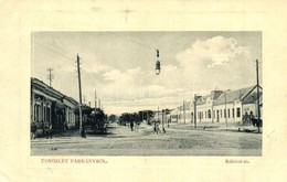 T2/T3 1915 Párkány, Stúrovo; Rákóczi út, üzletek. W.L. Bp. 5821. / Street View With Shops (EK) - Ohne Zuordnung