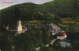 T2/T3 Szklenófürdő, Sklené Teplice; Látkép Templommal / Panorama View With Church (kopott Sarkak / Worn Corners) - Non Classificati